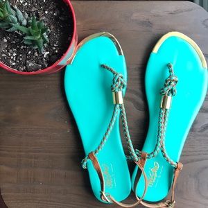 Turquoise and Gold mossimo sandals